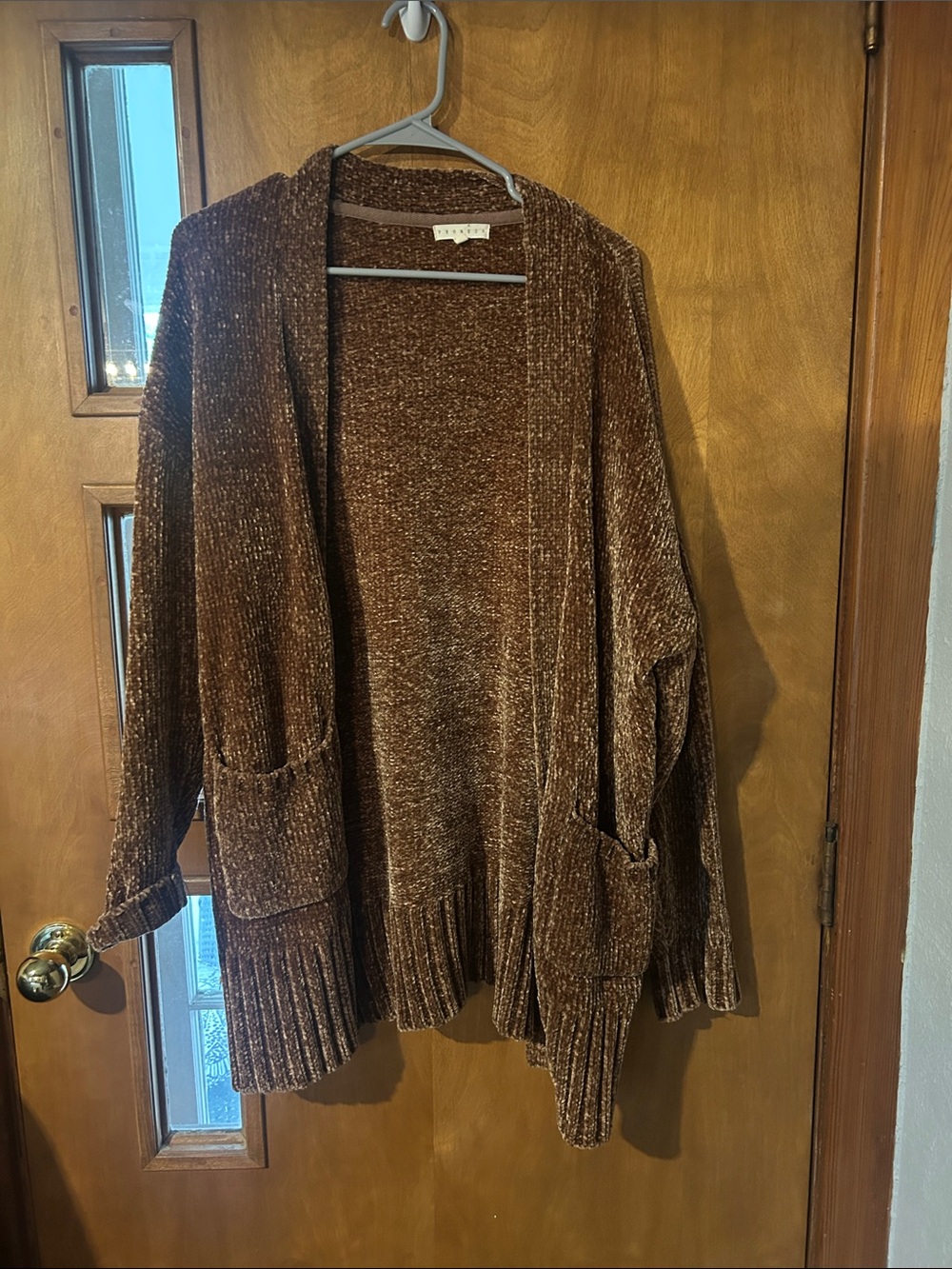 Promesa Brown Chenille Open-Front Cardigan with Pockets